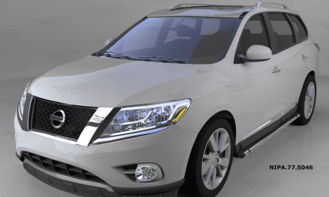 Пороги алюминиевые (Emerald Black) для Nissan Pathfinder