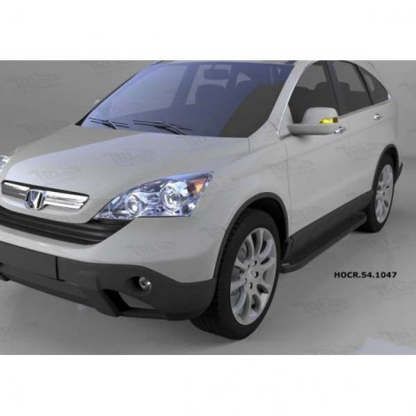 Пороги алюминиевые (Sapphire Black) для Honda CR-V (2009-2012)
