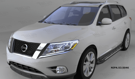 Пороги алюминиевые (Corund Silver) для Nissan Pathfinder