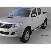 Пороги алюминиевые (Emerald Black) для Toyota HiLux