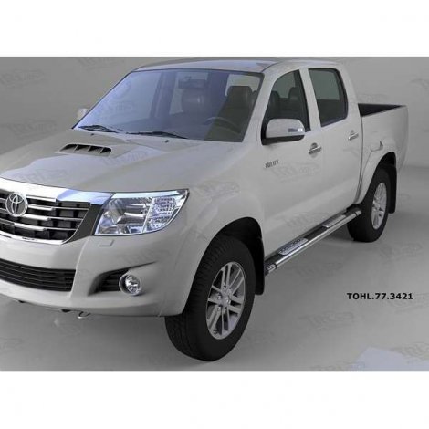 Пороги алюминиевые (Emerald Black) для Toyota HiLux