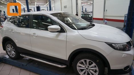 Пороги алюминиевые (Ring) для Nissan Qashqai (2014-н.в.)