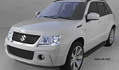 Пороги алюминиевые (Corund Black) для Suzuki Grand Vitara