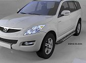 Пороги алюминиевые (Corund Silver) для Great Wall Hover H3 (2010-2014)