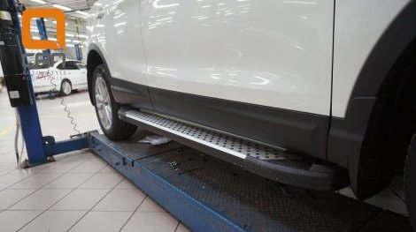 Пороги алюминиевые (Sapphire Silver) для Nissan Qashqai (2014-н.в.)