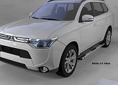 Пороги алюминиевые (Emerald Black) для Mitsubishi Outlander