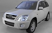 Пороги алюминиевые (Emerald silver) для Chery Tiggo (2005-2011)