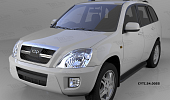 Пороги алюминиевые (Sapphire Black) для Chery Tiggo (2005-2011)