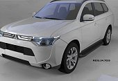 Пороги алюминиевые (Sapphire Black) для Mitsubishi Outlander (2009-2012)