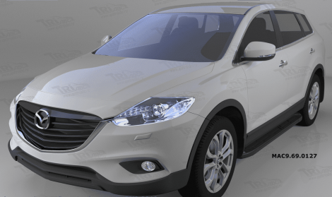 Пороги алюминиевые (Corund Black) для Mazda CX9