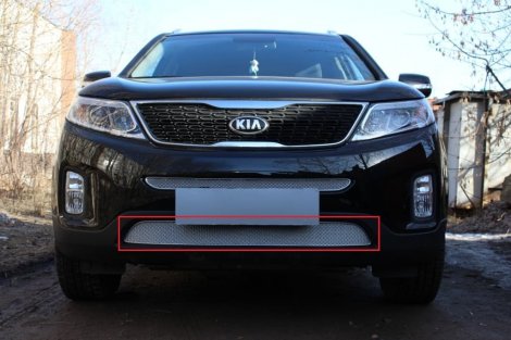 Защитная сетка радиатора ProtectGrille Premium нижняя для KIA Sorento (2013-2015 Хром)