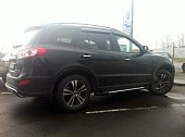 Пороги алюминиевые (Sapphire Silver) для Hyundai Santa Fe (2010-2012)