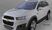 Пороги алюминиевые (Ring) для Chevrolet Captiva (2006-2011)