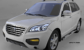 Пороги алюминиевые (Emerald Black) для Lifan X60