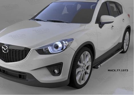 Пороги алюминиевые (Emerald Black) для Mazda CX5