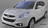 Пороги алюминиевые (Corund Black) для Hyundai ix35 (2010-2015)