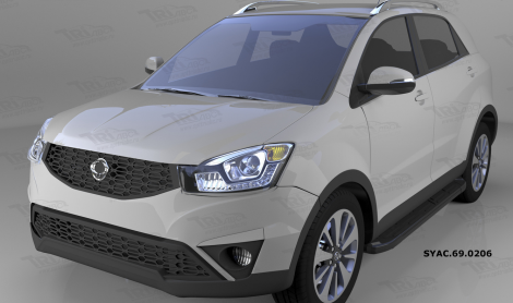 Пороги алюминиевые (Corund Black) для Ssang Yong Actyon