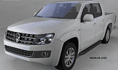 Пороги алюминиевые (Corund Black) для Volkswagen Amarok