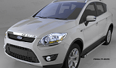Пороги алюминиевые (Emerald Black) для Ford Kuga (2008-2012)