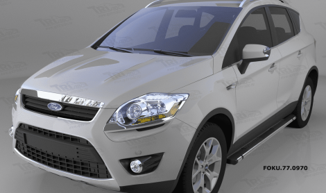 Пороги алюминиевые (Emerald Black) для Ford Kuga (2008-2012)