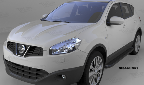 Пороги алюминиевые (Corund Black) для Nissan Qashqai