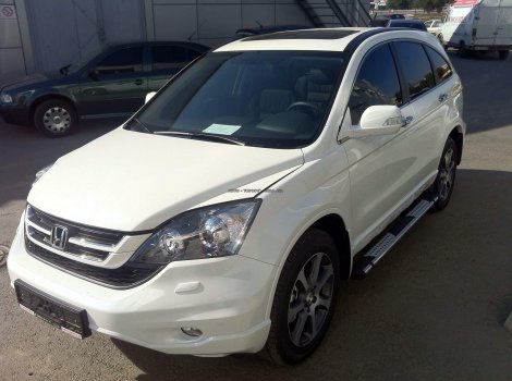 Пороги алюминиевые (Emerald Black) для Honda CR-V (2009-2012)