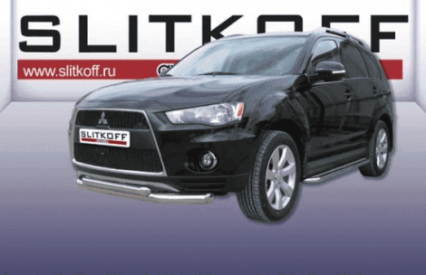 Защита переднего бампера Slitkoff для Mitsubishi Outlander XL (2009-2012)