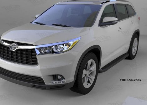 Пороги алюминиевые (Sapphire Black) для Toyota Highlander