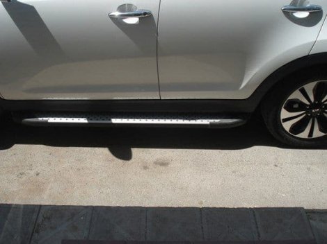 Пороги алюминиевые (Sapphire Silver) для Kia Sportage