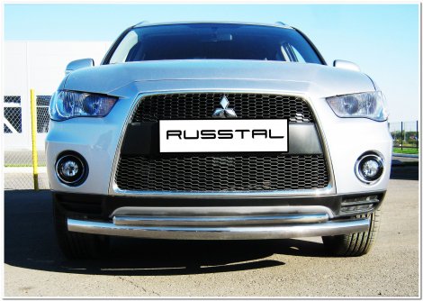 Передняя защита Russtal для Mitsubishi Outlander XL (2009-2012)