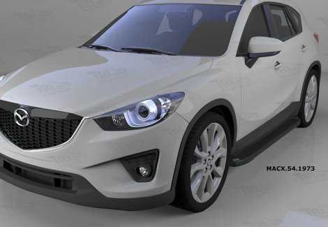 Пороги алюминиевые (Sapphire Black) для Mazda CX5