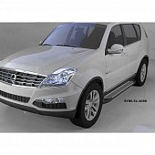 Пороги алюминиевые (Sapphire Silver) для Ssang Yong Rexton