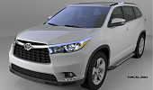 Пороги алюминиевые (Sapphire Silver) для Toyota Highlander
