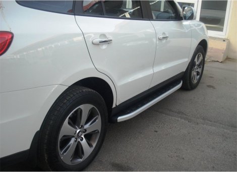 Пороги алюминиевые (Alyans) для Hyundai Santa Fe (2006-2010)