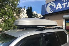 Бокс Евродеталь Магнум 450 с багажником Атлант на Toyota Land Cruiser Prado 120
