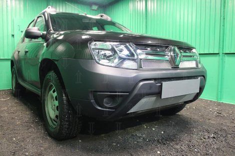 Защитная сетка радиатора ProtectGrille Optimal верхняя для Renault Duster (2015-н.в. Хром)