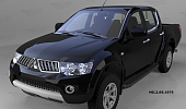Пороги алюминиевые (Corund Black) для Mitsubishi L200