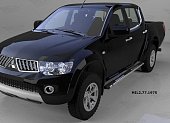 Пороги алюминиевые (Emerald Black) для Mitsubishi L200
