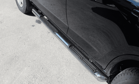 Пороги труба D76 с накладками (вариант 1) "RUSSTAL" для Toyota RAV4 Long