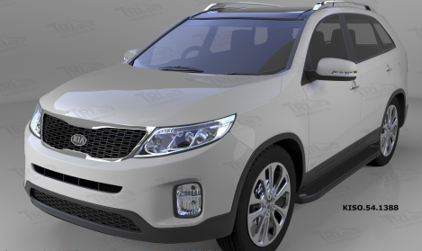 Пороги алюминиевые (Sapphire Black) для Kia Sorento