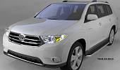 Пороги алюминиевые (Ring) для Toyota Highlander