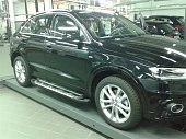 Пороги алюминиевые (Corund Silver) для Audi Q3 (2011-н.в.)