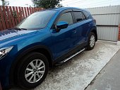 Пороги алюминиевые (Corund Silver) для Mazda CX-5
