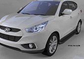 Пороги алюминиевые (Sapphire Black) для Hyundai ix35 (2010-2015)