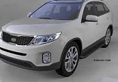 Пороги алюминиевые (Sapphire Black) для Kia Sorento
