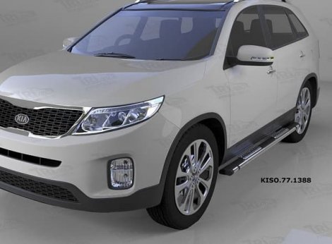 Пороги алюминиевые (Emerald Black) для Kia Sorento