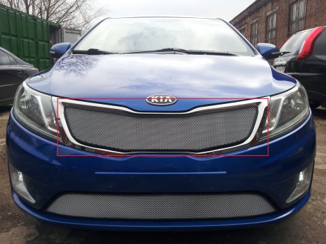 Защитная сетка радиатора ProtectGrille верхняя для KIA RIO (2011-2015 Хром)