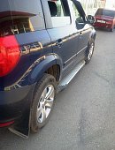 Пороги алюминиевые (Sapphire Silver) для Skoda Yeti