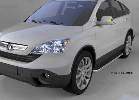Пороги алюминиевые (Ring) для Honda CR-V (2006-2009)