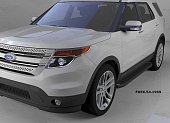 Пороги алюминиевые (Sapphire Black) для Ford Explorer